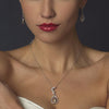 Silver Clear CZ Crystal & Diamond White Pearl Kate Middleton Wedding Bridal Wedding Necklace 9255