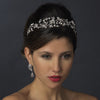 Antique Silver Diamond White Pearl & Marquise Crystal Side Accented Bridal Wedding Tiara Bridal Wedding Headband 9970