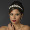Silver Swirl Princess Leaf Bridal Wedding Tiara Headpiece with Rhinestones & Swarovski Crystal Beads