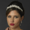 Silver Swirl Princess Leaf Bridal Wedding Tiara Headpiece with Rhinestones & Swarovski Crystal Beads