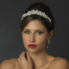 Silver Swirl Princess Leaf Bridal Wedding Tiara Headpiece with Rhinestones & Swarovski Crystal Beads