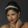 Silver Swirl Princess Leaf Bridal Wedding Tiara Headpiece with Rhinestones & Swarovski Crystal Beads
