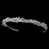 Silver Leaf Bridal Wedding Headband with Pearls, Swarovski Crystal Beads & Rhinestones