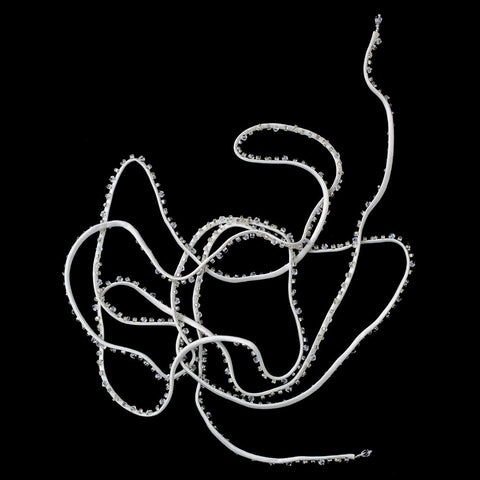 Matte Satin Beaded Crystal Ribbon Bridal Wedding Headband