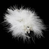 Silver Clear Gemstone Feather Fascinator Bridal Wedding Side Headband with Rhinestone Accents