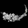White Lace Floral Vine Bridal Wedding Hair Adornment with Rhinestones Sequins
