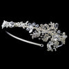 Rhodium Floral Bridal Wedding Side Headband with Swarovski Crystal Beads & Rhinestones