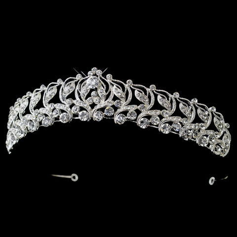 Silver Rhinestone Swirl Princess Bridal Wedding Tiara Headpiece