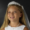 Childrens White Pearl & Rhinestone accent Bridal Wedding Headband & Bridal Wedding Veil HPC 472