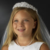 Childrens White Pearl & Rhinestone accent Bridal Wedding Headband & Bridal Wedding Veil HPC 472