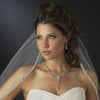 Silver Ivory Pearl & Clear CZ Crystal Bridal Wedding Necklace & Earrings 9955