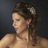 Antique Silver Freshwater Pearl, Swarovski Crystal & Rhinestone Flower and Leaf Bridal Wedding Hair Comb 758
