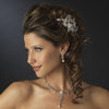 Antique Silver Freshwater Pearl, Swarovski Crystal & Rhinestone Flower and Leaf Bridal Wedding Hair Comb 758