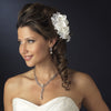 Diamond White Organza & Lace Flower Bridal Wedding Hair Comb