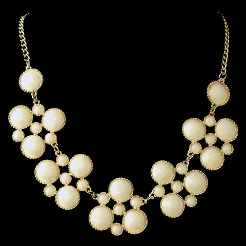 Gold Cream Stone Bridal Wedding Jewelry Set