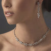 Antique Silver Clear CZ Stone Bridal Wedding Necklace 2626 & Bridal Wedding Earrings 5215 Bridal Wedding Jewelry Set
