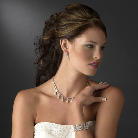 Gorgeous Silver Clear Cubic Zirconia Bridal Wedding Bracelet 2666