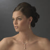Delightful Silver Ivory Pearl & AB Crystal Bead Bridal Wedding Necklace 8154