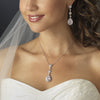 Gold Clear Round & Teardrop CZ Crystal Bridal Wedding Necklace 8623 & Bridal Wedding Earrings 8676 Bridal Wedding Jewelry Set