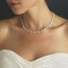 Antique Silver Clear CZ Crystal Bridal Wedding Necklace N 8650