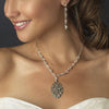 Silver Clear Austrian Crystal & Rhinestone Bridal Wedding Necklace & Earrings 8738