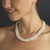 Silver Diamond White Pearl Bridal Wedding Necklace 8760 & Bridal Wedding Earrings 8767 Bridal Wedding Jewelry Set