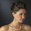 Silver Diamond White Pearl Pave Ball Bridal Wedding Necklace 8762