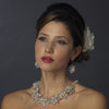 Silver Ivory Pearl & Floral Crystal Bridal Wedding Necklace 8776