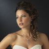 Silver Clear Swarovski and CZ Crystal Bridal Wedding Necklace & Dangle Earrings 9953