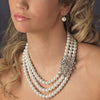 Silver White Bridal Wedding Necklace Earring Set 12508