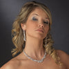 Silver Clear Cubic Zirconia Bridal Wedding Necklace Earring Set 1275