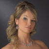 Silver Clear Cubic Zirconia Bridal Wedding Necklace Earring Set 1278