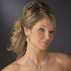 Silver Clear Cubic Zirconia Bridal Wedding Necklace Earring Set 1280