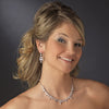 Silver Clear Cubic Zirconia Bridal Wedding Necklace Earring Set 1280