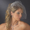 Ivory Pearl Covered Bridal Wedding Hair Comb with Attached Russian Tulle Blusher Bridal Wedding Veil in Gold 8933