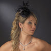 Black Feather Swarovski Cocktail Party Hat & Birdcage Bridal Wedding Veil 8366