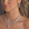 Beautiful Vine CZ Drop Bridal Wedding Necklace & Dangle Earring Set NE 1288 Silver