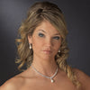 Silver Diamond White Pearl Bridal Wedding Necklace and Earring Set 3068