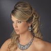 Multi Colored Rhinestone Statement Bridal Wedding Necklace & Earrings Set 6571
