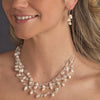 Three Row Bridal Wedding Necklace with Alternating Pearl & Crystal Embellishments 7829