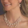 Gold Silk White Pearl Clear Crystal Bridal Wedding Necklace 7829
