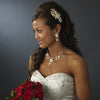 Beautiful Gold, Crystal, Porcelain & Pearl Bridal Wedding Jewelry Set NE 1014
