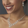 Fabulous Silver Clear Rhinestone Bridal Wedding Necklace & Earring Set 1021