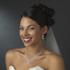 Fabulous Silver Clear Rhinestone Bridal Wedding Necklace & Earring Set 1021