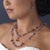 Bridal Wedding Necklace Earring Set 1040 Silver Tan