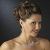 Silver Clear Statement Bridal Wedding Jewelry Set 71338
