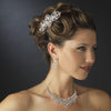Silver Clear Statement Bridal Wedding Jewelry Set 71338
