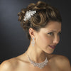 Silver Clear Statement Bridal Wedding Jewelry Set 71338