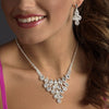 Statement Bridal Wedding Necklace Earring Set 11041 Silver Red
