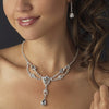 Silver Clear & Red Rhinestone Bridal Wedding Jewelry Set 12054